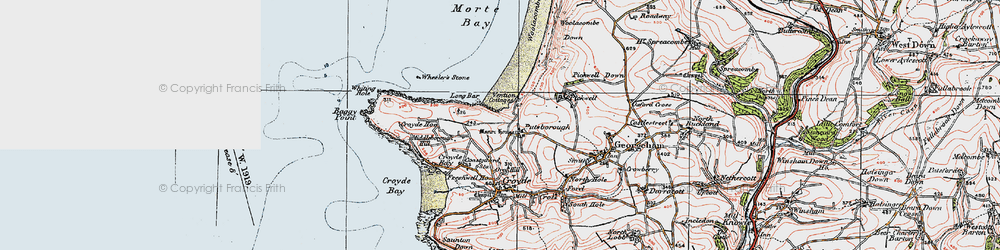 Old map of Putsborough in 1919
