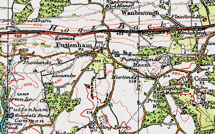 Old map of Puttenham in 1920