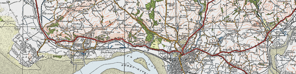 Old map of Afon Dulais in 1923