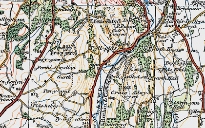 Old map of Pwll-glâs in 1924