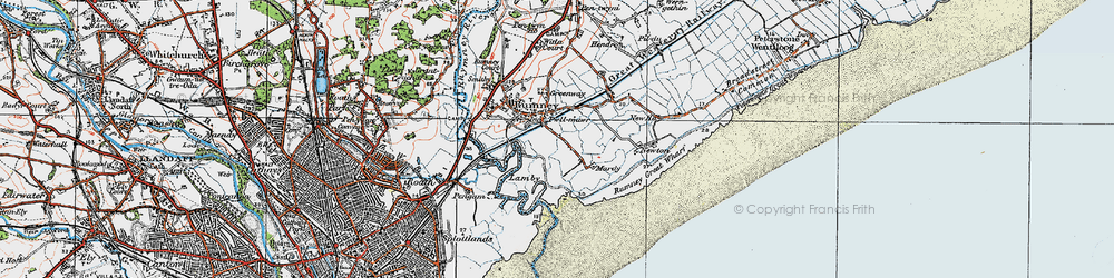 Old map of Pwll-Mawr in 1919