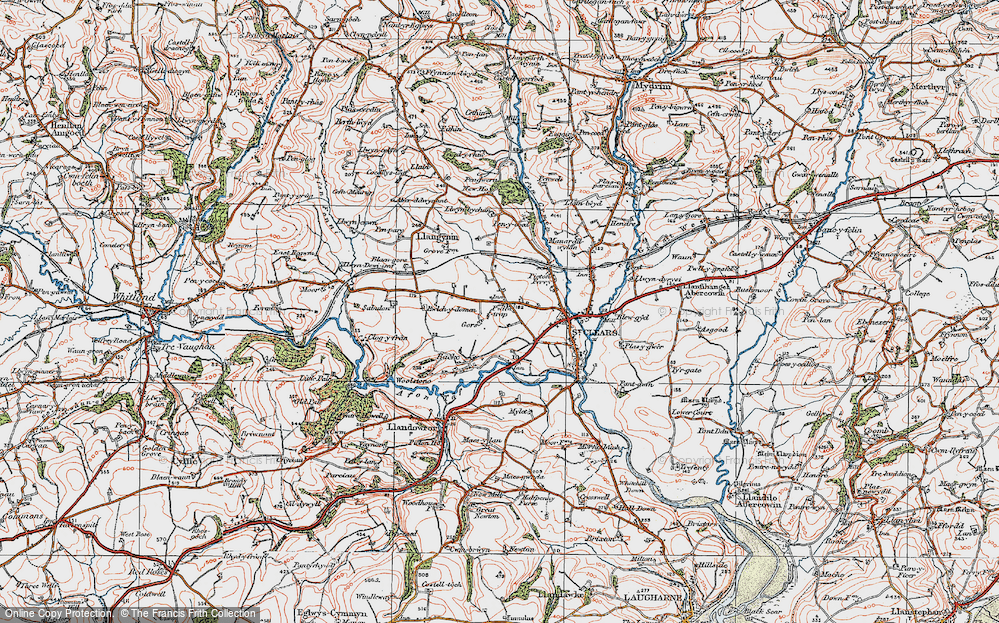 Old Map of Historic Map covering Bwlchydomen in 1922