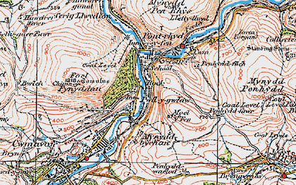 Old map of Pwll-y-glaw in 1922