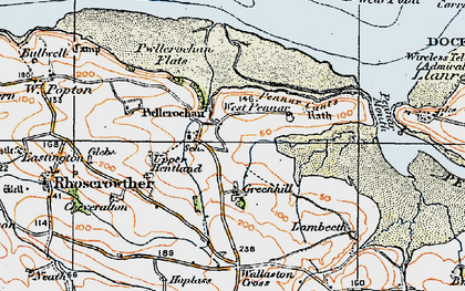 Old map of Pwllcrochan in 1922