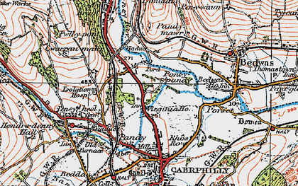 Old map of Pwllypant in 1919