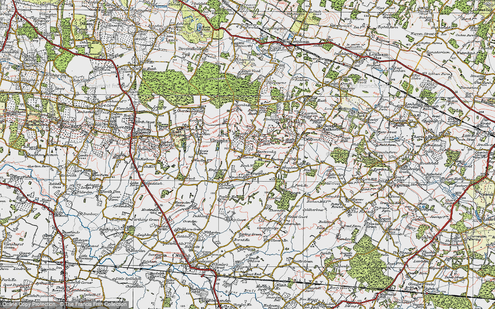 Old Map of Pye Corner, 1921 in 1921