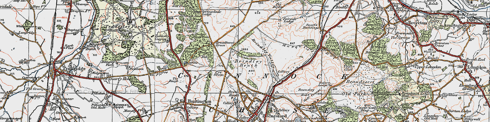Old map of Brindley Heath in 1921