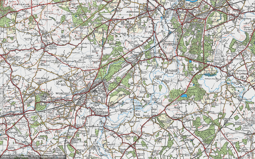 Old Map of Pyrford, 1920 in 1920