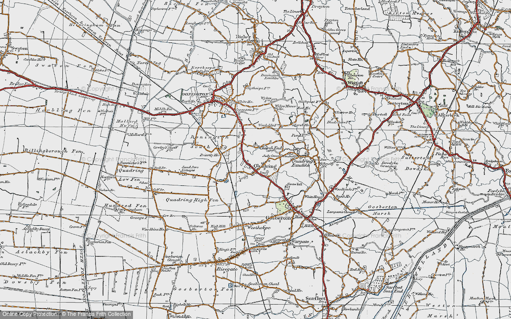 Old Map of Quadring, 1922 in 1922