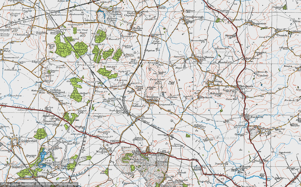 Old Map of Quainton, 1919 in 1919
