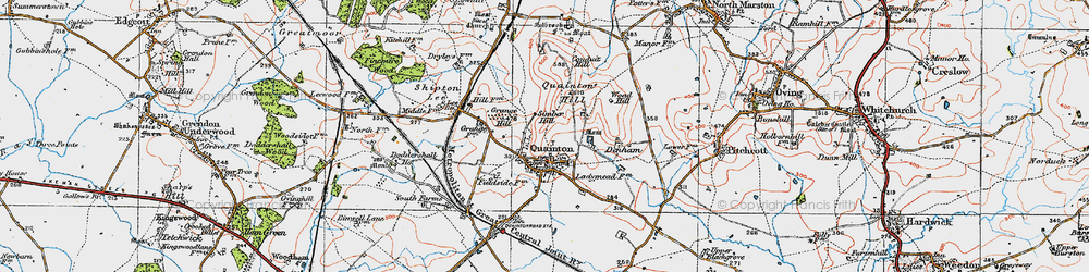 Old map of Quainton in 1919
