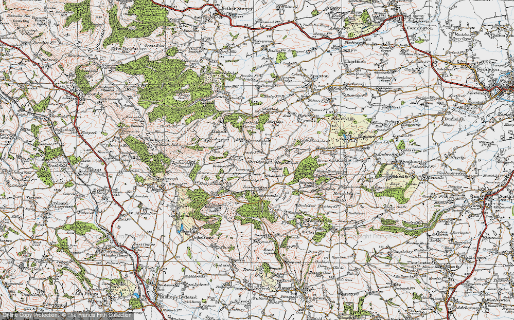 Old Map of Quantock Hills, 1919 in 1919