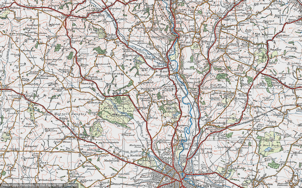 Old Map of Quarndon, 1921 in 1921