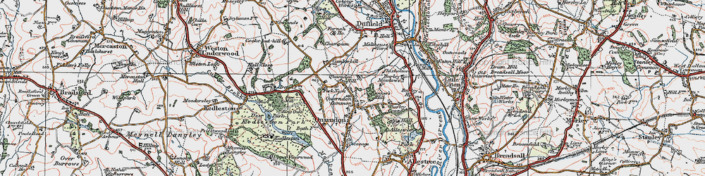Old map of Quarndon Common in 1921