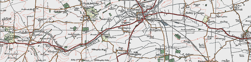 Old map of Quarrington in 1922