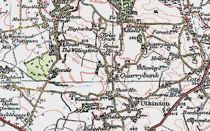 Old map of Willingtons, The in 1923