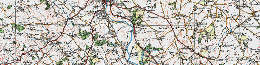 Old map of Quatford in 1921