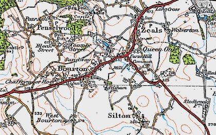 Old map of Feltham Fm in 1919