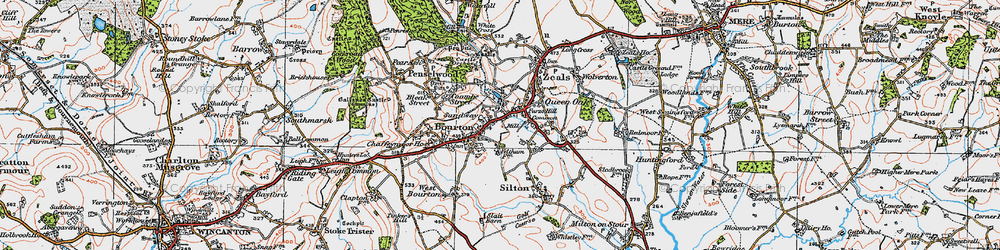 Old map of Queen Oak in 1919