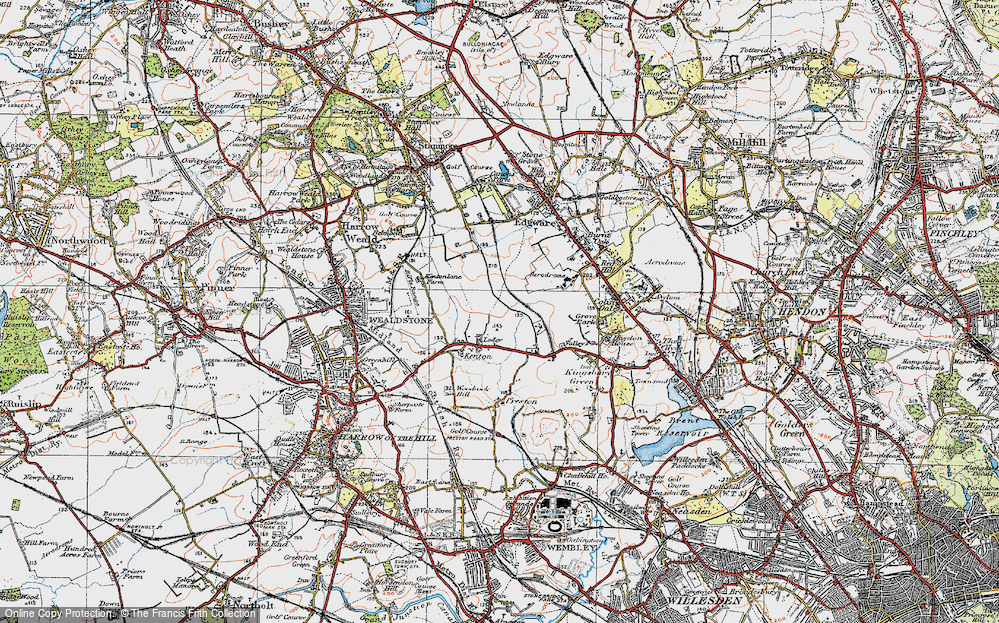 Old Map of Queensbury, 1920 in 1920