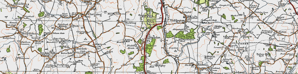 Old map of Quendon in 1919