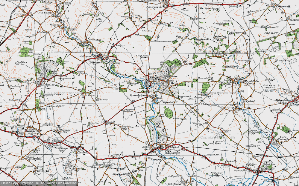 Old Map of Quenington, 1919 in 1919