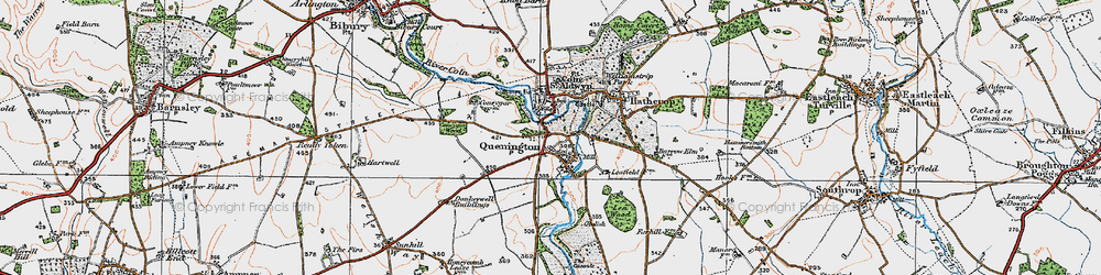 Old map of Quenington in 1919