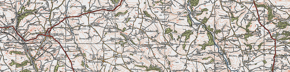 Old map of Quethiock in 1919