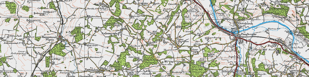 Old map of Ashampstead Common in 1919