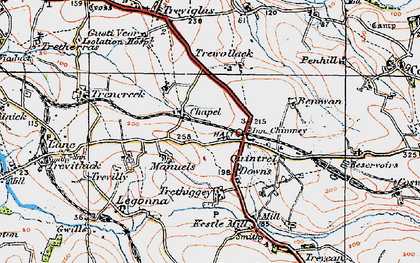 Old map of Quintrell Downs in 1919