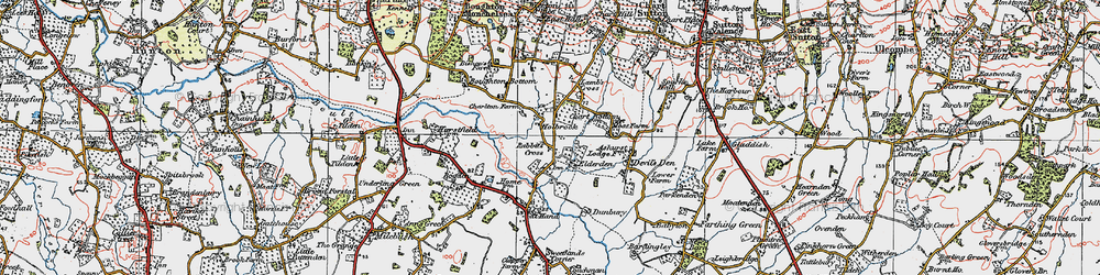 Old map of Boughton Bottom in 1921