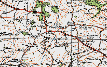 Old map of Bickham Barton in 1919