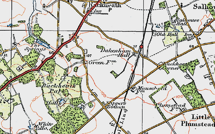 Old map of Rackheath in 1922