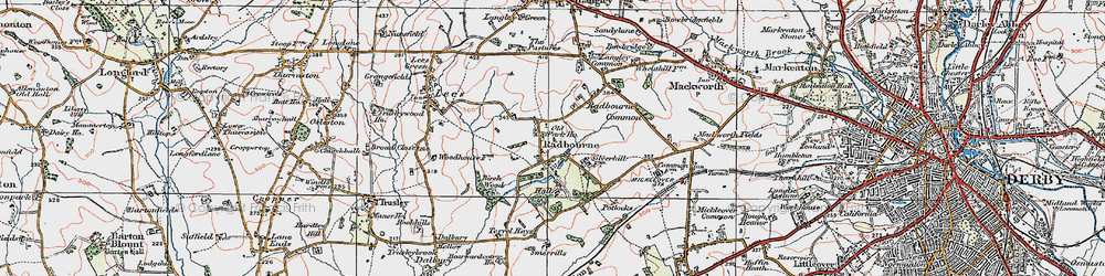 Old map of Radbourne in 1921
