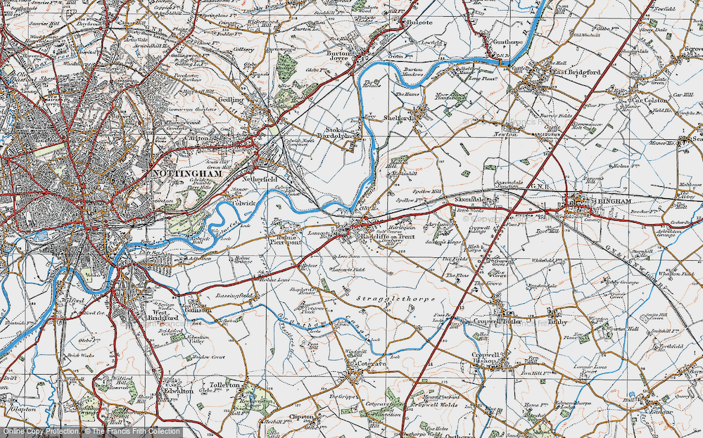 Old Map of Radcliffe on Trent, 1921 in 1921
