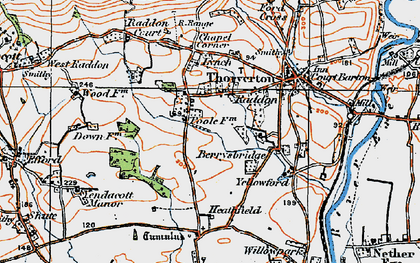 Old map of Raddon in 1919