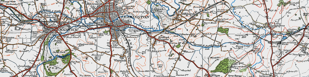 Old map of Radford Semele in 1919