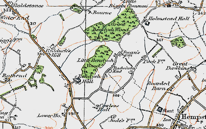 Old map of Radwinter End in 1920