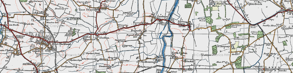 Old map of Ragnall in 1923