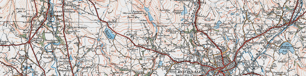 Old map of Rain Shore in 1924