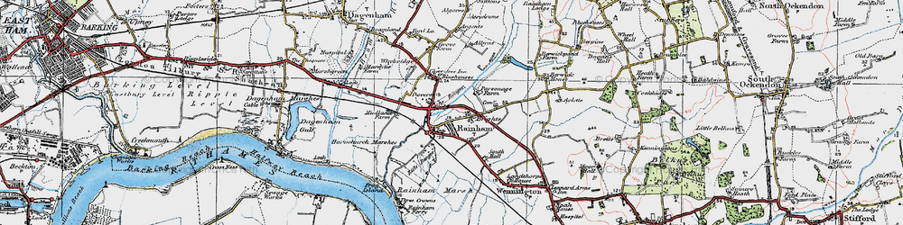 Old map of Rainham in 1920