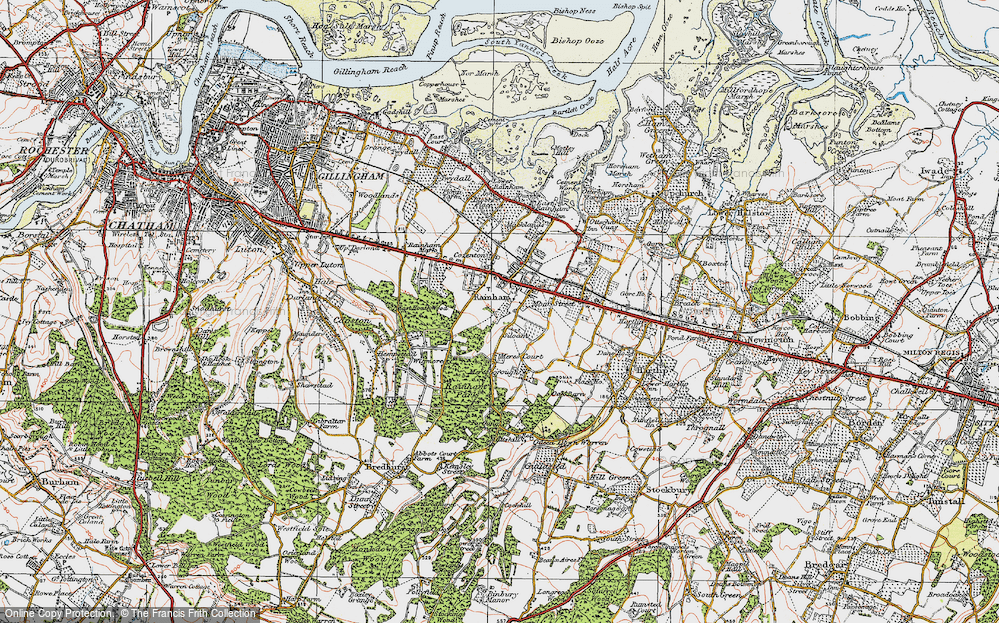 Old Map of Rainham, 1921 in 1921