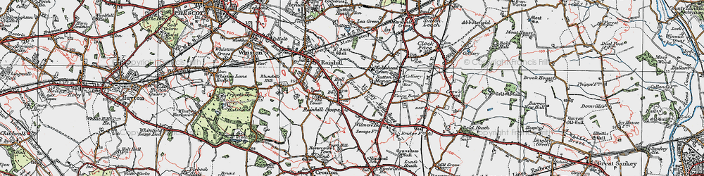Old map of Rainhill Stoops in 1923