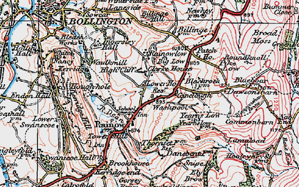 Old map of Rainow in 1923