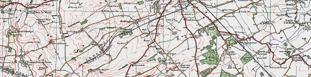 Old map of Raithby in 1923