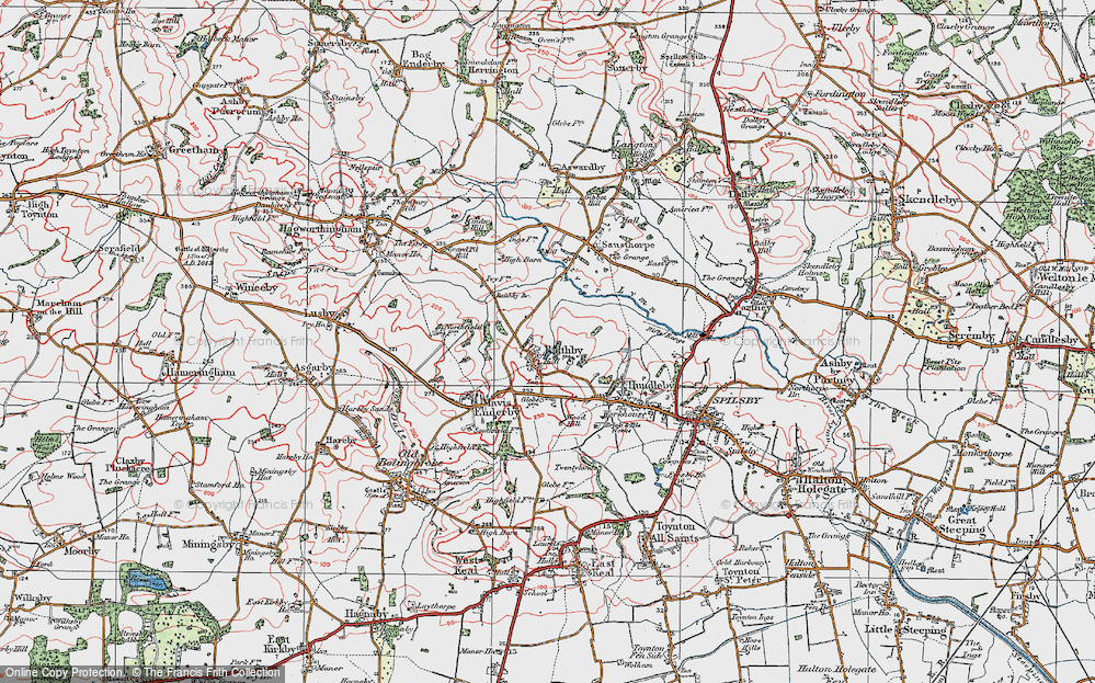 Old Map of Raithby by Spilsby, 1923 in 1923