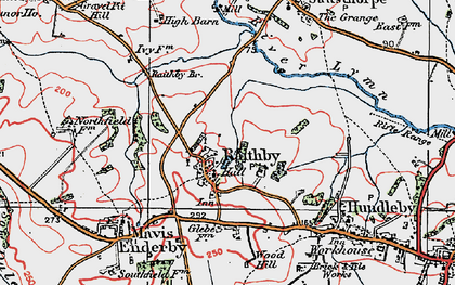 Old map of Raithby by Spilsby in 1923