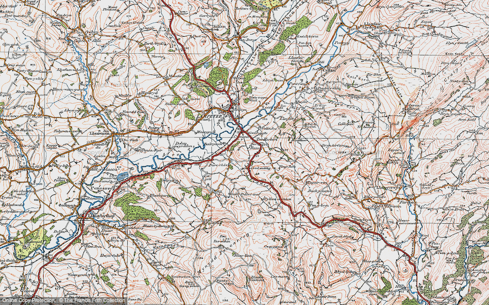 Old Map of Historic Map covering Beili-coch in 1923