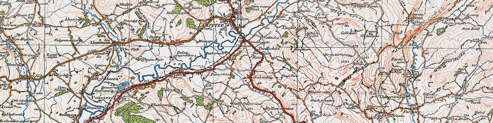 Old map of Cefn-bryn in 1923
