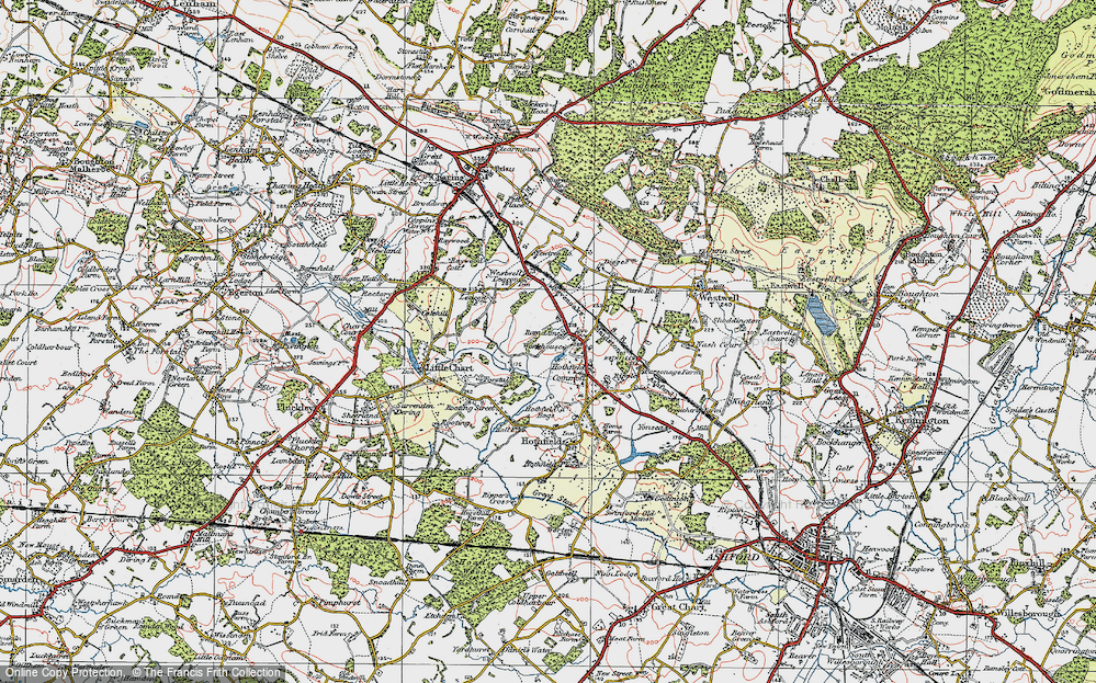 Old Map of Ram Lane, 1921 in 1921